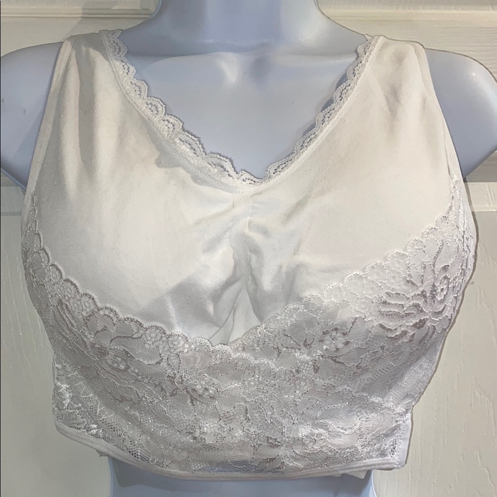 CaraMia Women's Full Support Wireless Sports Bra Seamless Push Up White Size 2X